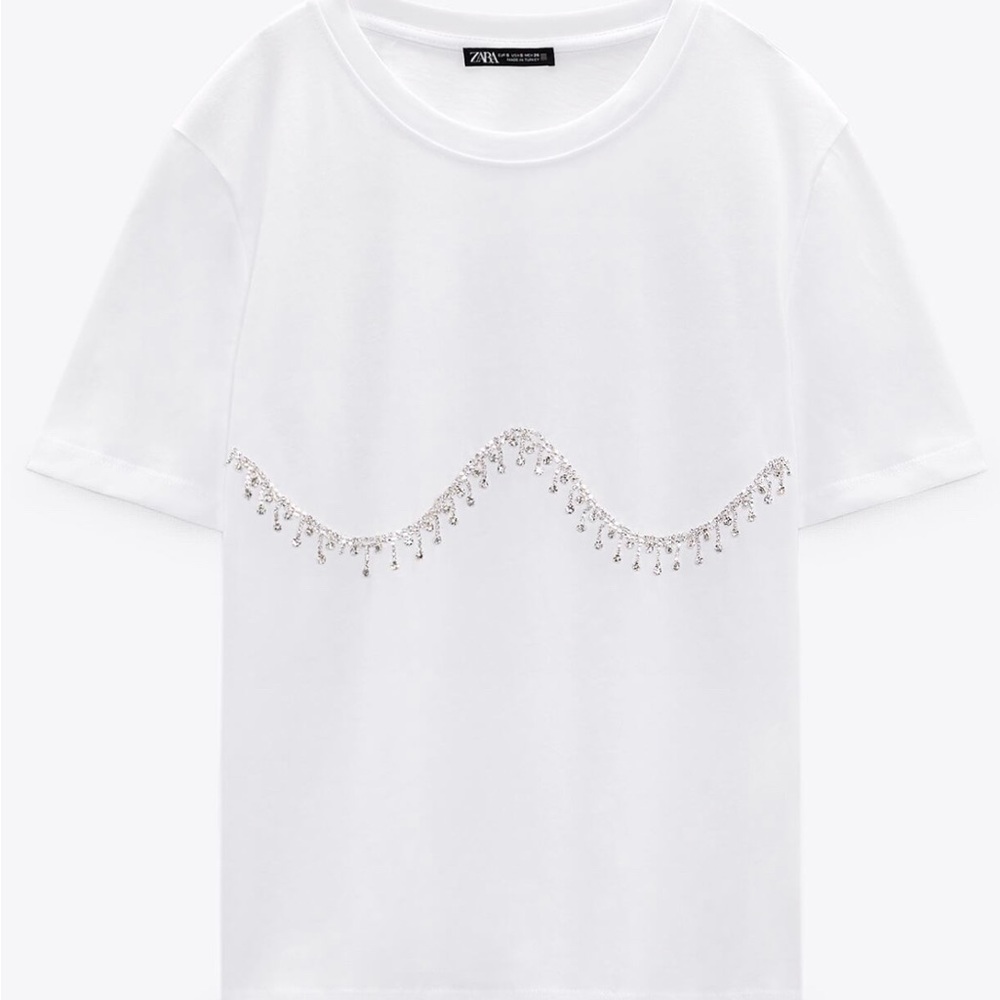 NWOT- XL Zara Rhinestone Embellished Top